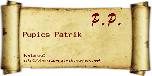 Pupics Patrik névjegykártya